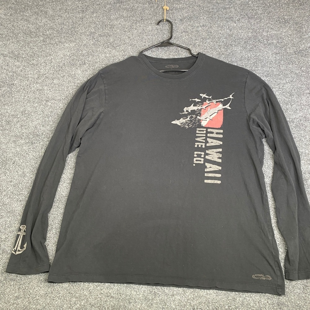 Crazy Shirts Hawaii Dive Co Black Pima Cotton Long Sleeve Graphic Tee Mens XL